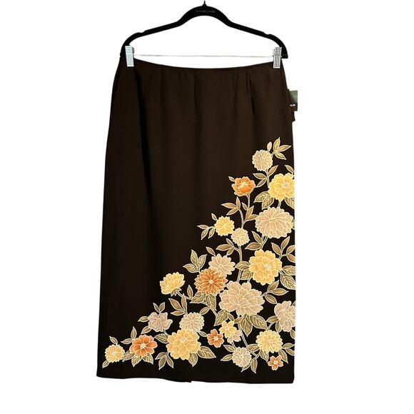 Vintage Sag Harbor New With Tags 14 Skirt Black Floral Office Boho Cottage - Picture 1 of 10